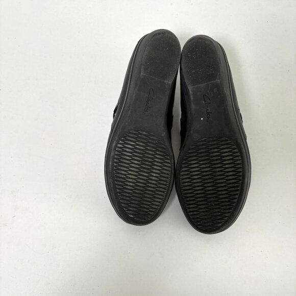 Clarks Collection Slip On Shoes Size 7.5 M Black Leather Casual Everyday Wedge - Picture 8 of 10